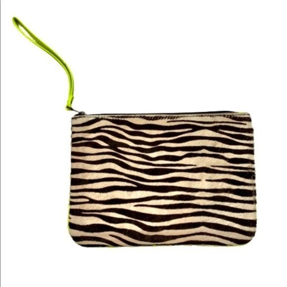 Lalla Handbags - Zebra Print Leather Wristlet Clutch Bag NWOT